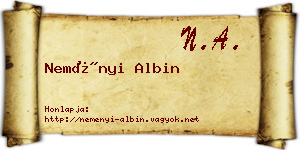 Neményi Albin névjegykártya